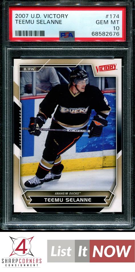 2007 UPPER DECK VICTORY BLACK 174 TEEMU SELANNE HOF PSA 10 H3484582