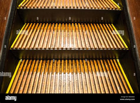 Vintage wooden escalator Stock Photo - Alamy