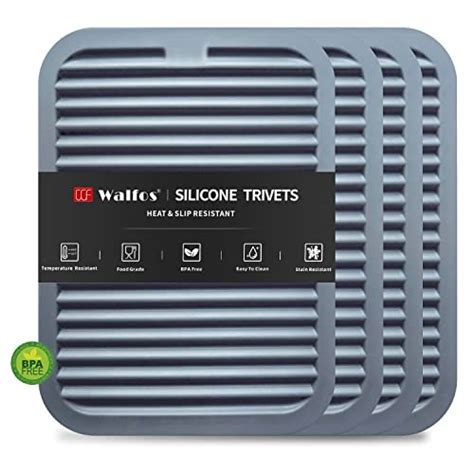 Walfos Silicone Trivets For Hot Pots And Pans Heat Resistant Hot Pads For Kitchen Counter
