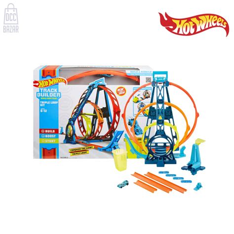 Hot Wheels Glc Triple Loop Kit Conquer Epic Stunts Folds For Storage Car Included