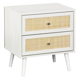 Kubu Rattan 2 Drawer Bedside Table Whitewash Homebase