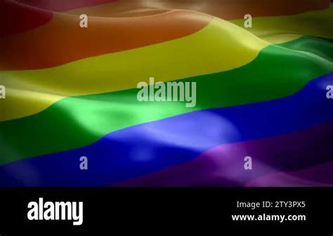 Rainbow Gay Flag Video Waving In Wind Realistic Gay Flag Background Rainbow Flag Looping