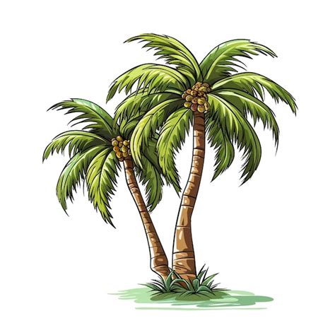 Premium Vector Hand Drawn Tropical Palm Tree Cartoon Vector