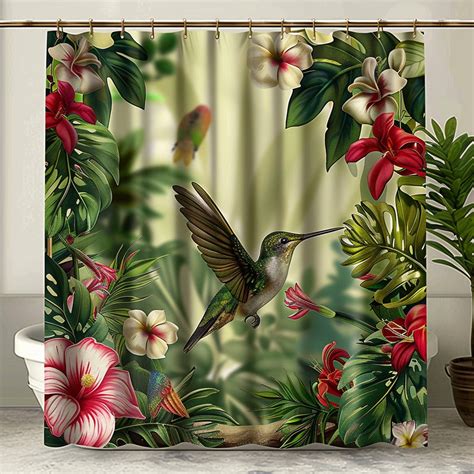 Exotic Hummingbird Paradise Shower Curtain Tropical Rainforest Design