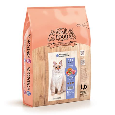 Сухой корм для взрослых котов Home Food Ягненок и лосось С ...