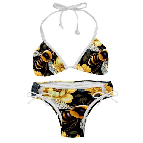 Starry Bees In The Sky Stylish Swim Suits Bikini Set Detachable Sponge Adjustable Strap Two
