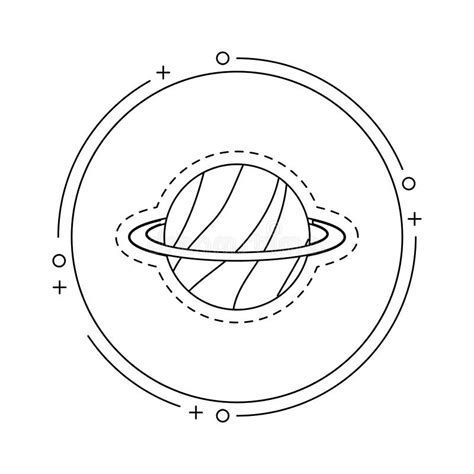 Patch Of Saturn Planet In Frame Circular Stock Illustration