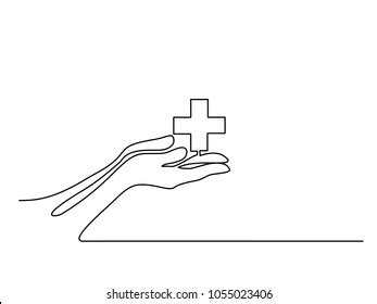 Continuous Line Drawing Hands Palms Together Stock Vector Royalty Free