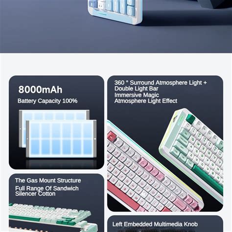 Mchose X V Custom Mechanical Keyboard Hot Swappable G Wireless Bluetooth Three Mode