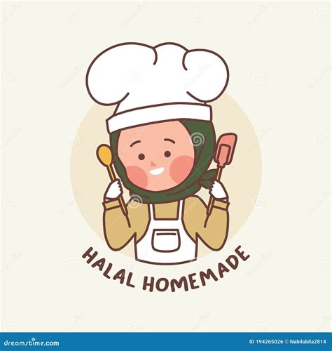 Halal Homemade Doodle Logo Template Cute Doodle Chef Hand Drawn With