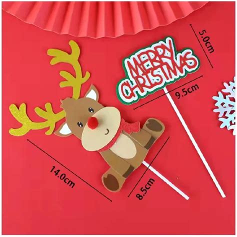 Ins Style Merry Christmas Theme Christmas Elk Paper Card Cake Topper