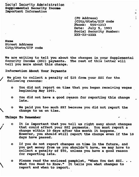 Social Security Award Letter Example