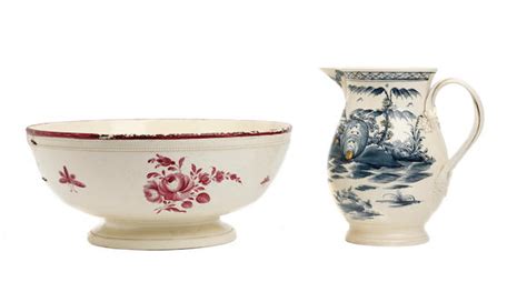 Bonhams A Creamware Jug And Punch Bowl 18th Century
