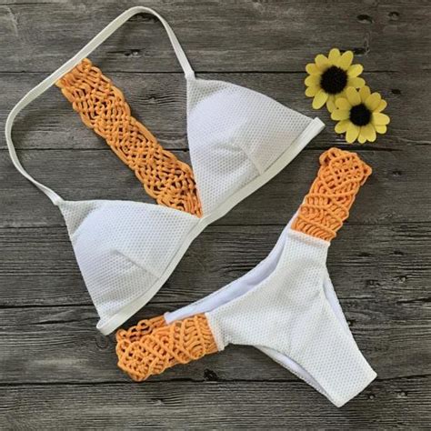 Hand Crafted Strappy Patchwork Bikini Set On Luulla