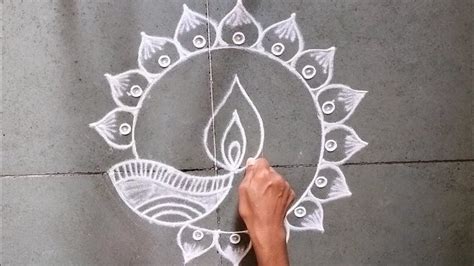 Diwali special DIYA rangoli|easy Diwali kolam|deepam muggulu|vilakku ...