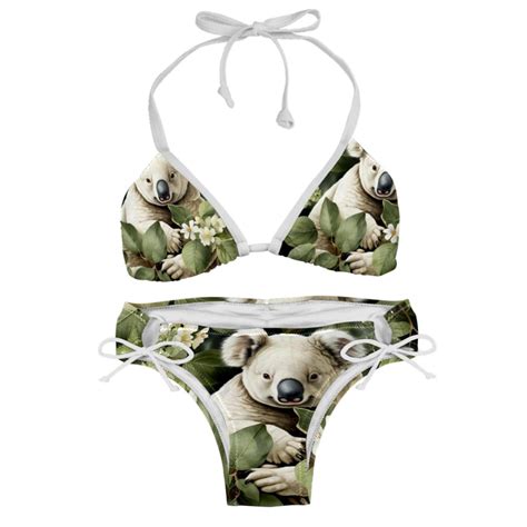 Koala Detachable Sponge Adjustable Strap Bikini Set Two Pack Swim Suit Swimsuits One Piece