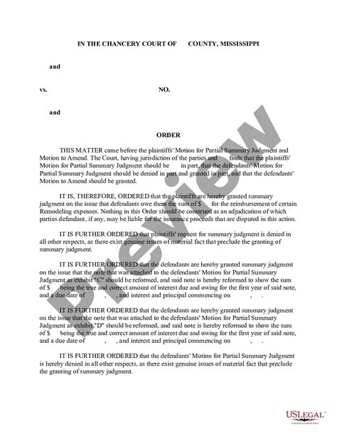 Mississippi Motion Judgment Form Us Legal Forms