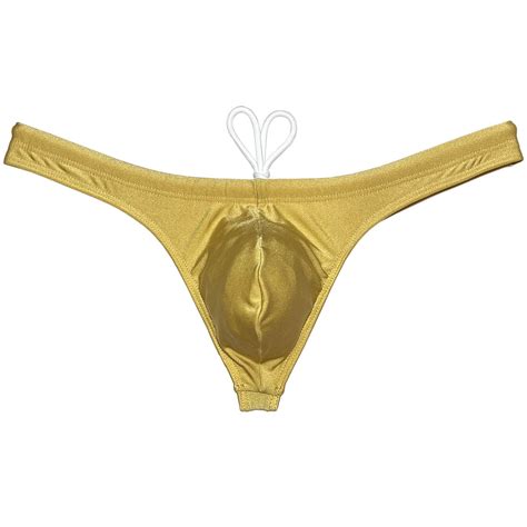 Botmois Men S Solid Swim Briefs Breathable Bikini Bottoms Thong Drawstring Swimwear Shiny