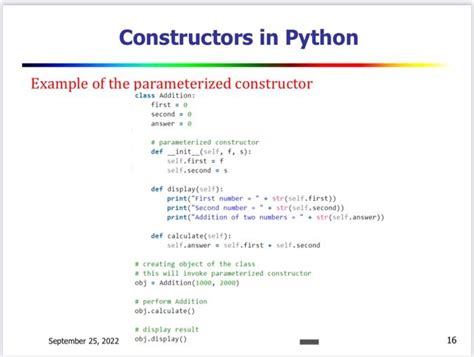 Solved Constructors In Python Example Of The Parameterized Chegg