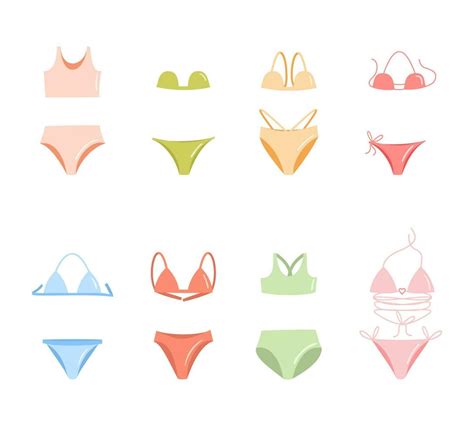 Female Doodle Swimsuits Bikini Set Vector Illustration 24116401 Vector Art At Vecteezy