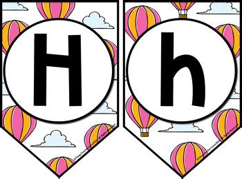 Alphabet Bunting Pennants Set HOT AIR BALLOONS CLASSROOM DECOR