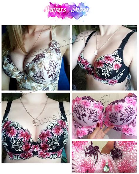 Hot Fashion Lady Women S Padded Bra Underwire Deep V Sexy Embroidered Side Support Push Up Bra