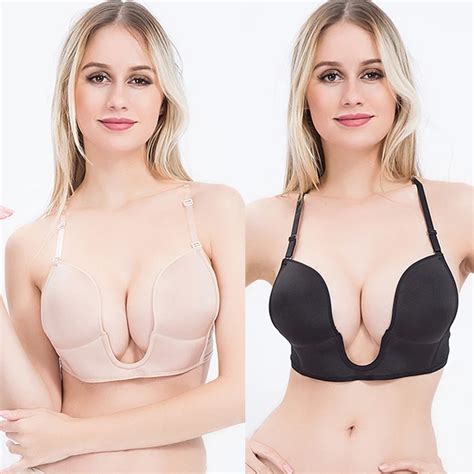 Sexy Profundo U Neck Push Up Suti Strapless Invis Vel Mulheres Suti S Para Coletados Lingerie