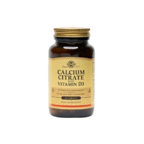 Solgar Calcium Citrate 250mg + Vitamin D3, 60 capsule | Catena.ro
