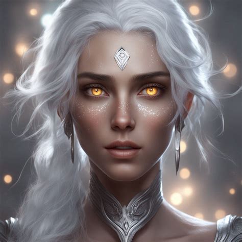 Silver Haired Aasimar Woman With Glowing Eyes And By Douglasmckenna2 On