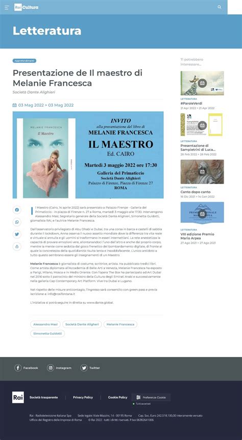 66 Presentazione De Il Maestro Di Melanie Francesca Letteratura Rai