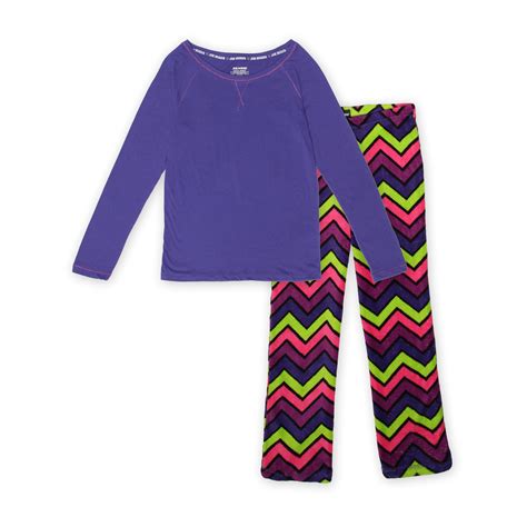 Joe Boxer Womens Pajama Top And Plush Bottoms Chevron