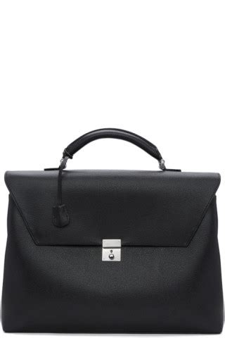 Valextra Black Avietta Lock Briefcase Ssense