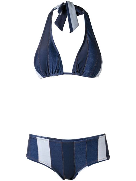 Amir Slama Panelled Bikini Set Blue FARFETCH AO