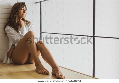 Sad Caucasian Lady Semi Nude White Stock Photo Shutterstock