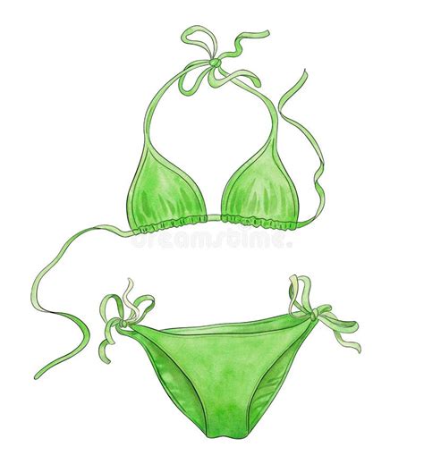 Maillot De Bain Illustration Verte D Aquarelle De Bikini Illustration Stock Illustration Du