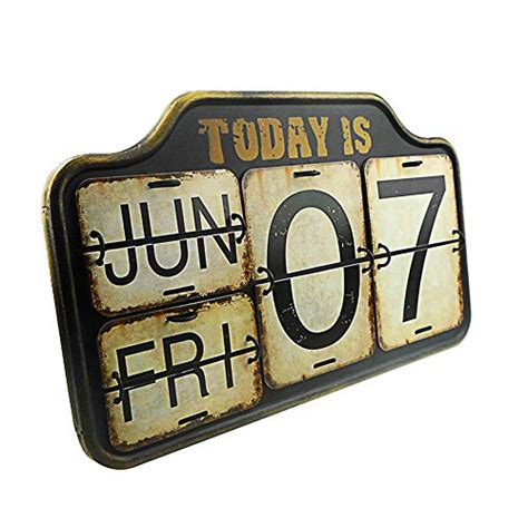 Home Metal Calendar Wall Mounted Shabby Chic Perpetual Flip Iron