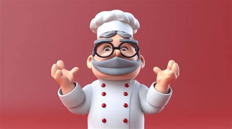 Cartoon Style 3d Illustration Of A Chef Donning Gloves And A Mask ...