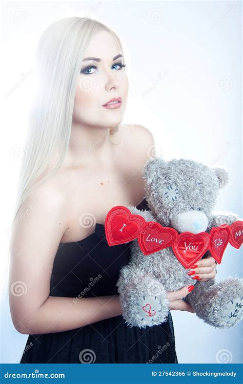 Blonde With A Teddy Bear Stock Photo Image Of Beauty 27542366