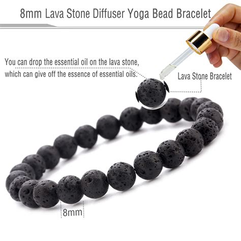 Buy Hamoery Men Women 8mm Natural Stone Lava Rock Diffuser Bracelet