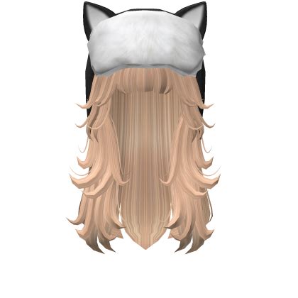 Blonde Layered Wolf Cut Hair W Ushanka Cat Ears Roblox