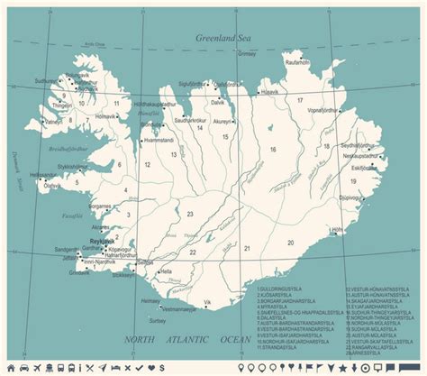 iceland map  stock vectors