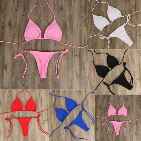 Damen Sexy Mini Bikini Bh Micro G String Set Tanga Dessous Bademode Unterw Sche Eur