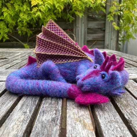 Needle Felted Purple Dragon Folksy