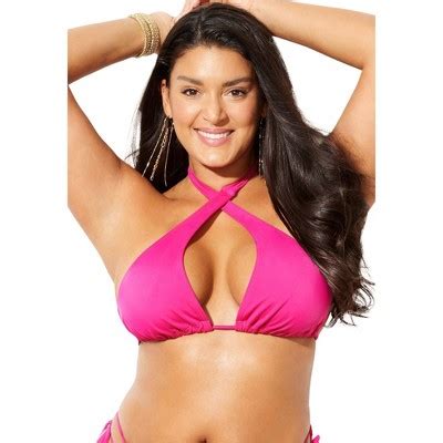 Swimsuits For All Womens Plus Size Innovator Multi Way Triangle Bikini Top Bright Berry