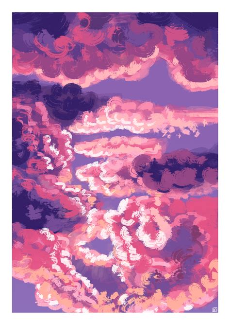 Pink And Purple Clouds Painting by msacrasss on DeviantArt