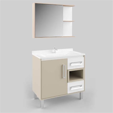 Gabinete para Banheiro Lavatório Nude e Branco Lilies MadeiraMadeira