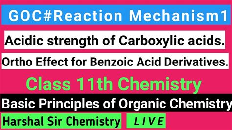 Acidic Strength Of Carboxylic Acids Ortho Effect GOC 11th 12th