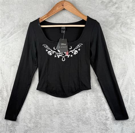 Hot Topic Nightmare Before Christmas Jack Sally Crop Top Womens M