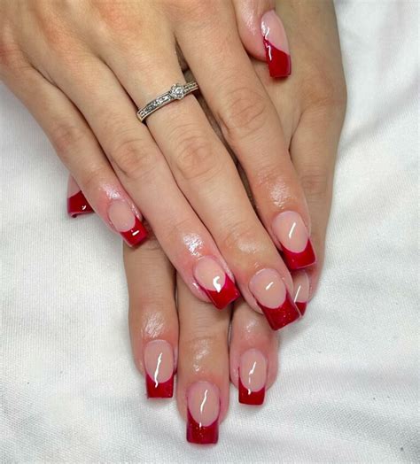 20 Eye Catching Red Glitter French Tip Nails Nail Designs Daily