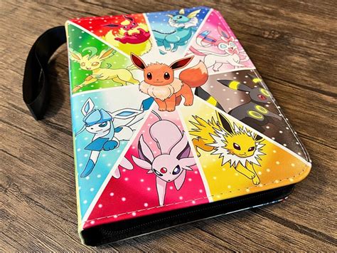 Eevee Eeveelution Premium Trading Card Binder Album Pu Leather Etsy